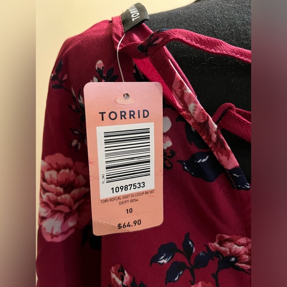 Torrid Berry Floral Knee-Length Zip Up Dress with Strappy Back & Built-In Slip - Picture 5 of 7